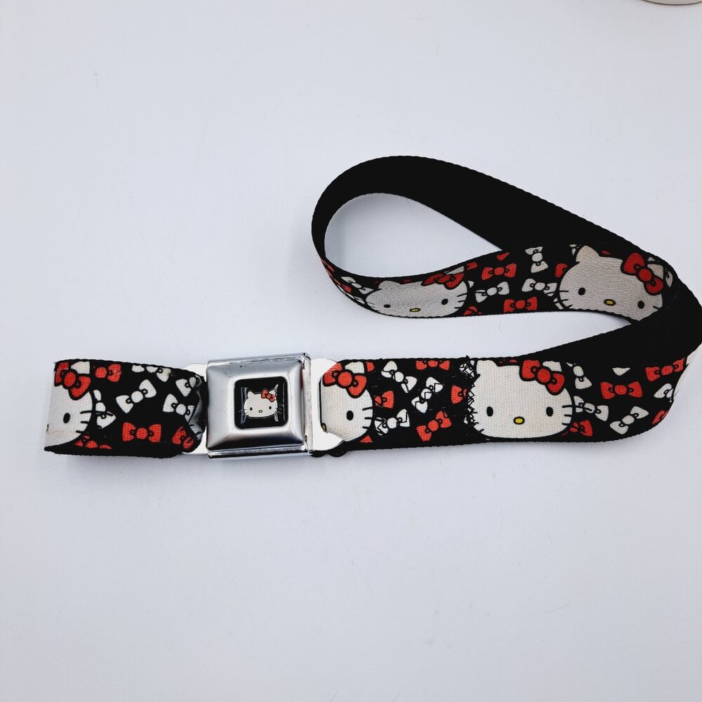 Rare Buckle-Down Seatbelt Sanrio Hello Kitty Bows Women’s Black Adjustable Belt